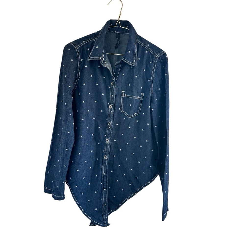 Seven 7 lightweight classic‎ denim star metal Button-Up shirts